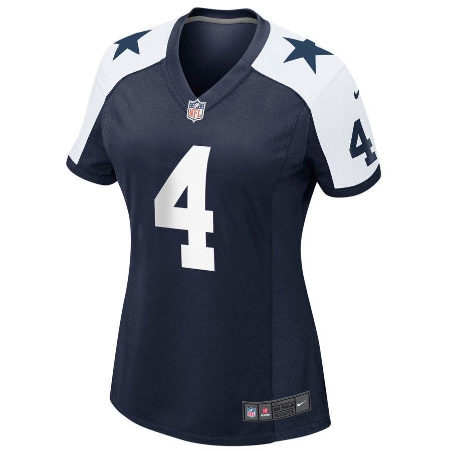 Dak Prescott 4 Dallas Cowboys Women's Navy Alternate Game Jersey