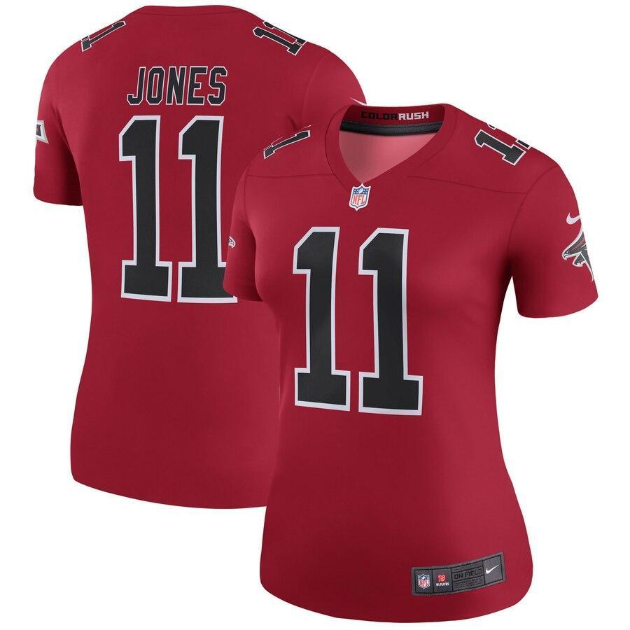 Julio Jones 11 Atlanta Falcons Women's Red Color Rush Legend Jersey