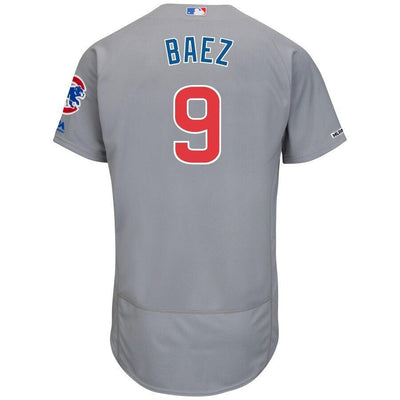 Men's Chicago Cubs Javier Baez Majestic White/Royal Home Authentic Collection Flex Base Player Jersey