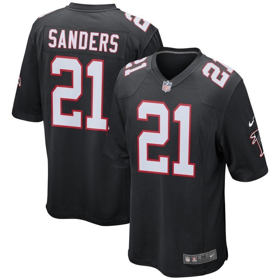 Deion Sanders 21 Atlanta Falcons Black Retired Player Game Jersey