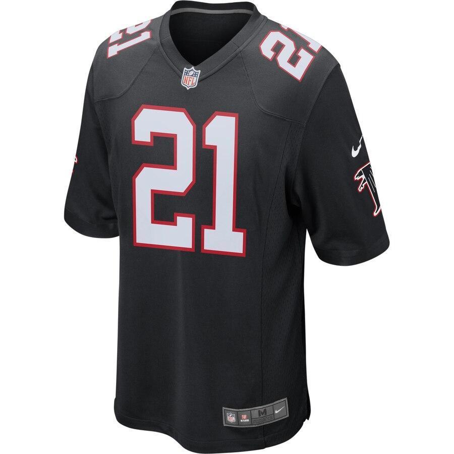 Deion Sanders 21 Atlanta Falcons Black Retired Player Game Jersey