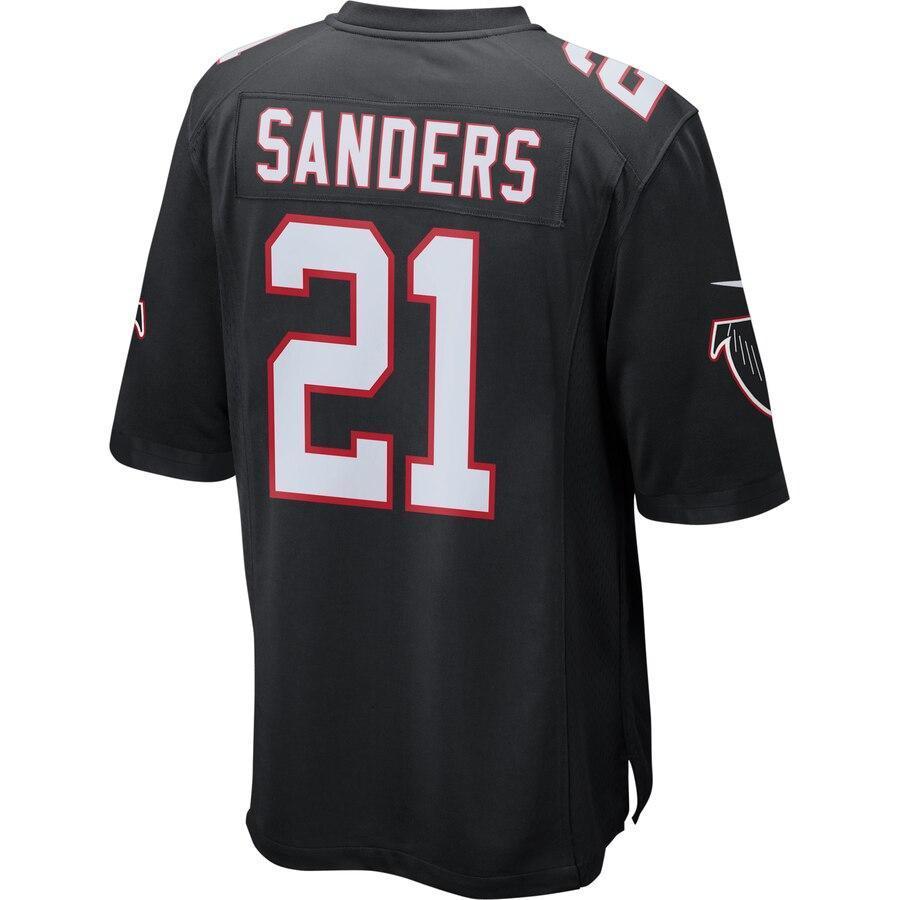 Deion Sanders 21 Atlanta Falcons Black Retired Player Game Jersey