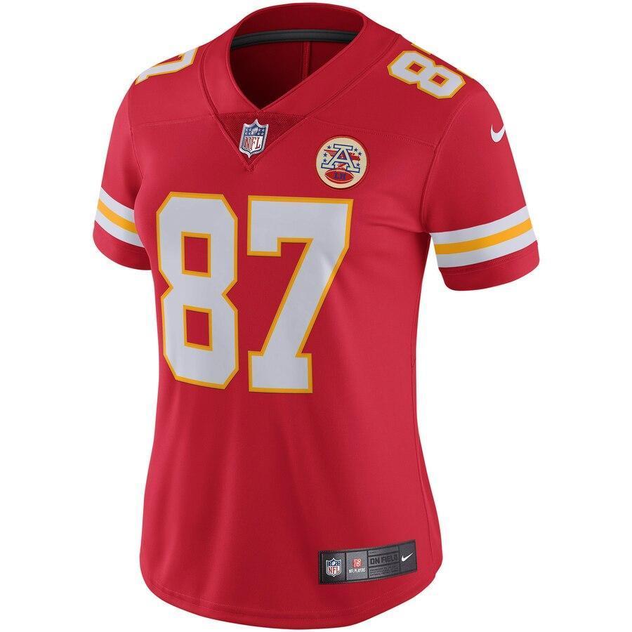 Travis Kelce 87 Kansas City Chiefs Women's Red Vapor Untouchable Limited Jersey