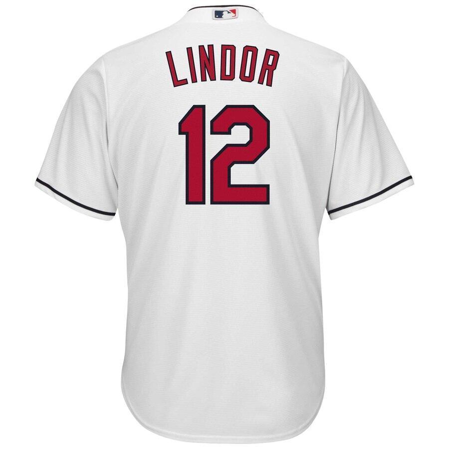 Lindor 12 Cleveland Indians Youth White Home Replica Player Jersey