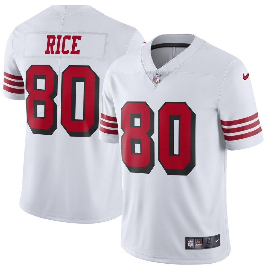 Jerry Rice 80 San Francisco 49ers White Color Rush Vapor Untouchable Limited Retired Player Jersey