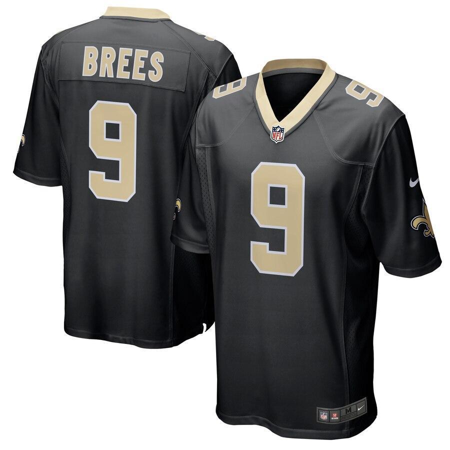 Drew Brees 9 New Orleans Saints Black Team Color Game Jersey