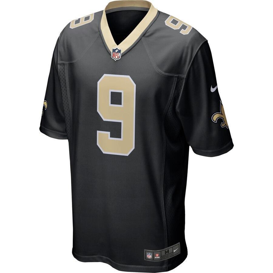 Drew Brees 9 New Orleans Saints Black Team Color Game Jersey