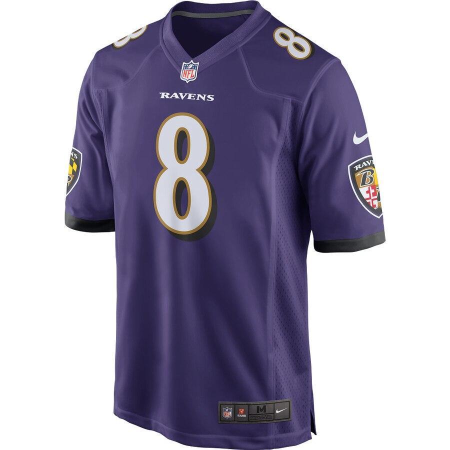 Lamar Jackson 8 Baltimore Ravens Purple Game Jersey