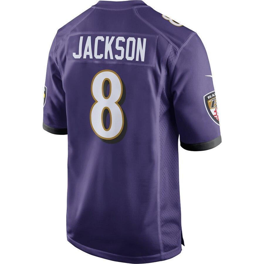 Lamar Jackson 8 Baltimore Ravens Purple Game Jersey