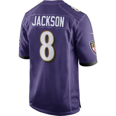 Lamar Jackson 8 Baltimore Ravens Purple Game Jersey