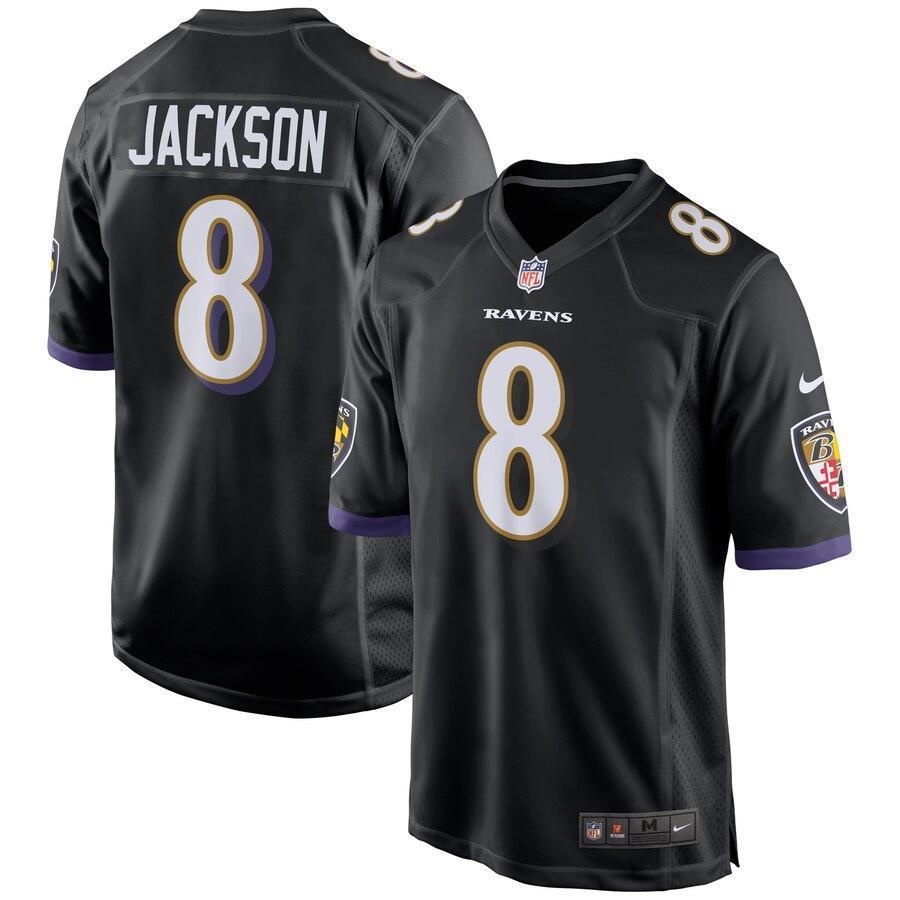 Lamar Jackson 8 Baltimore Ravens Purple Game Jersey