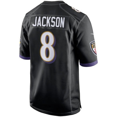 Lamar Jackson 8 Baltimore Ravens Purple Game Jersey