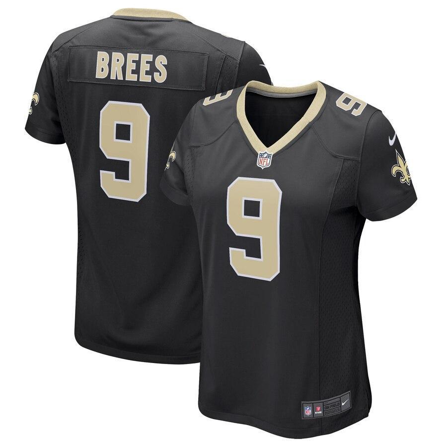 Drew Brees 9 New Orleans Saints Women's Black Game Player Jersey