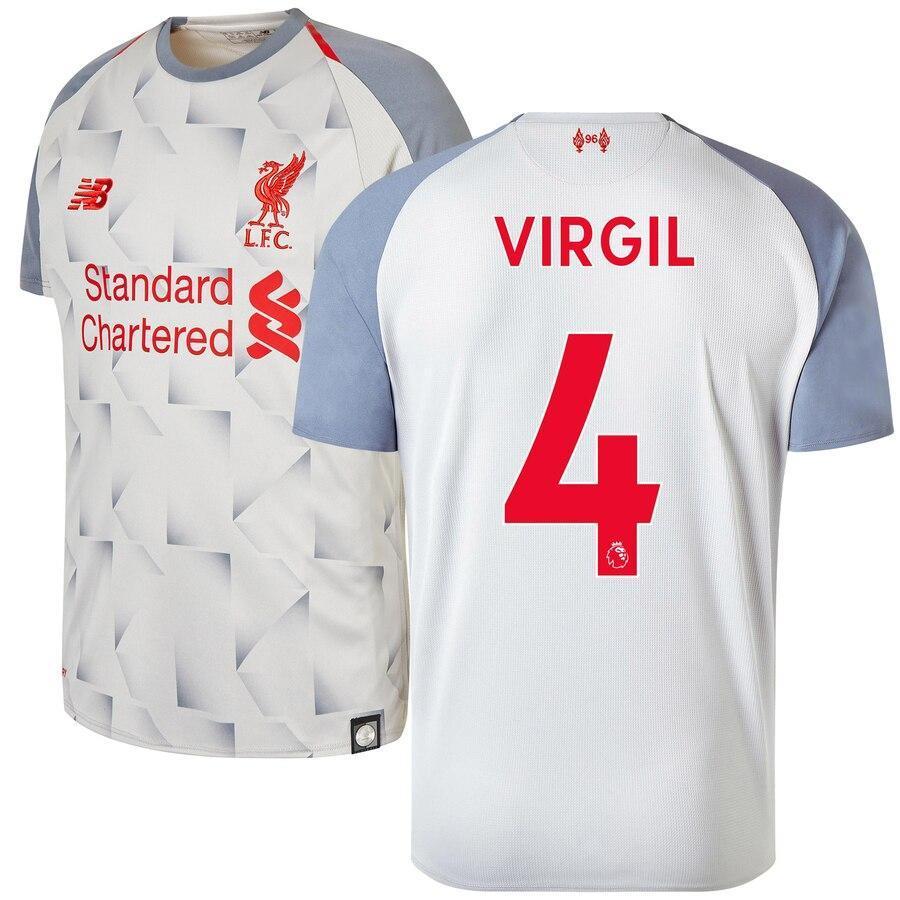 Virgil Van Dijk Liverpool New Balance Youth 2018/19 Third Replica Player Jersey – Gray
