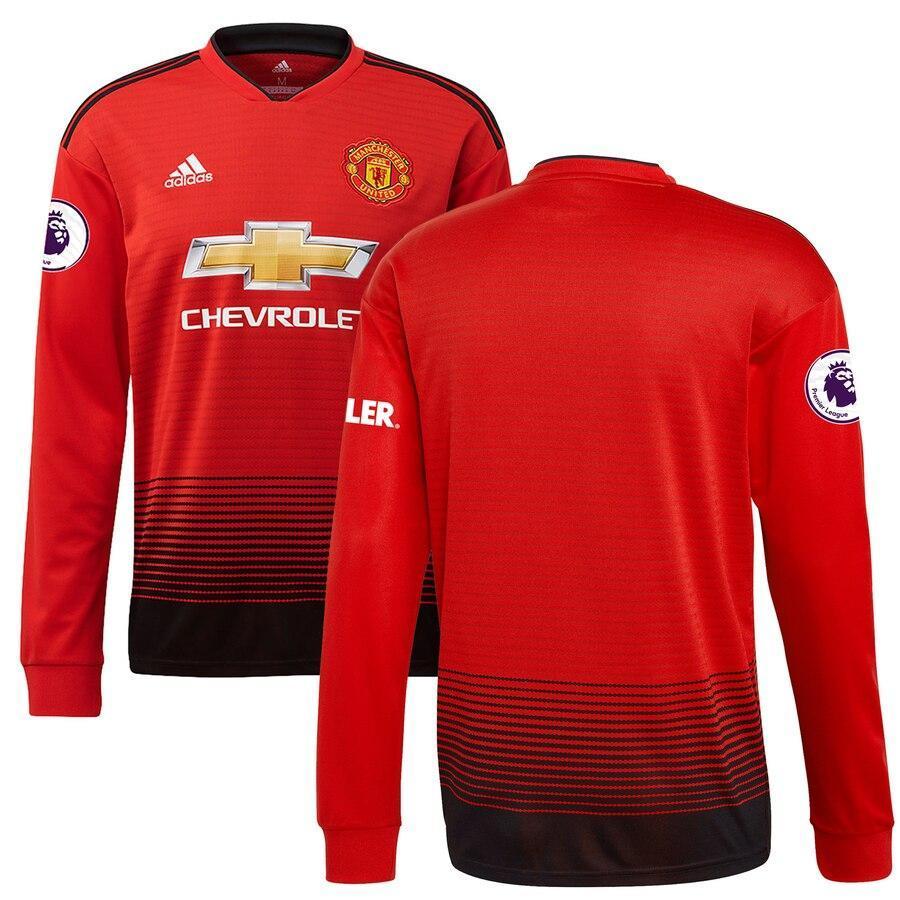 Manchester United adidas 2018/19 Home Replica Patch Long Sleeve Jersey – Red