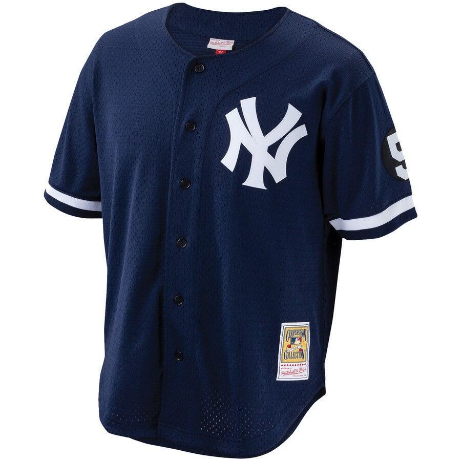 Men's New York Yankees Mariano Rivera Mitchell & Ness Navy Cooperstown Collection Mesh Batting Practice Button-Up Jersey