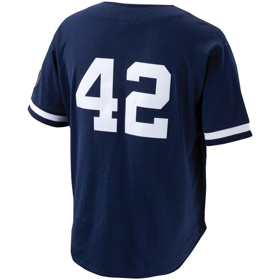 Men's New York Yankees Mariano Rivera Mitchell & Ness Navy Cooperstown Collection Mesh Batting Practice Button-Up Jersey