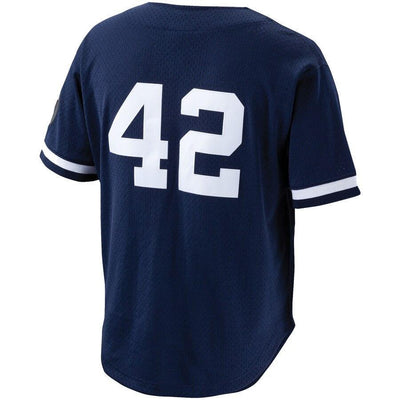 Men's New York Yankees Mariano Rivera Mitchell & Ness Navy Cooperstown Collection Mesh Batting Practice Button-Up Jersey