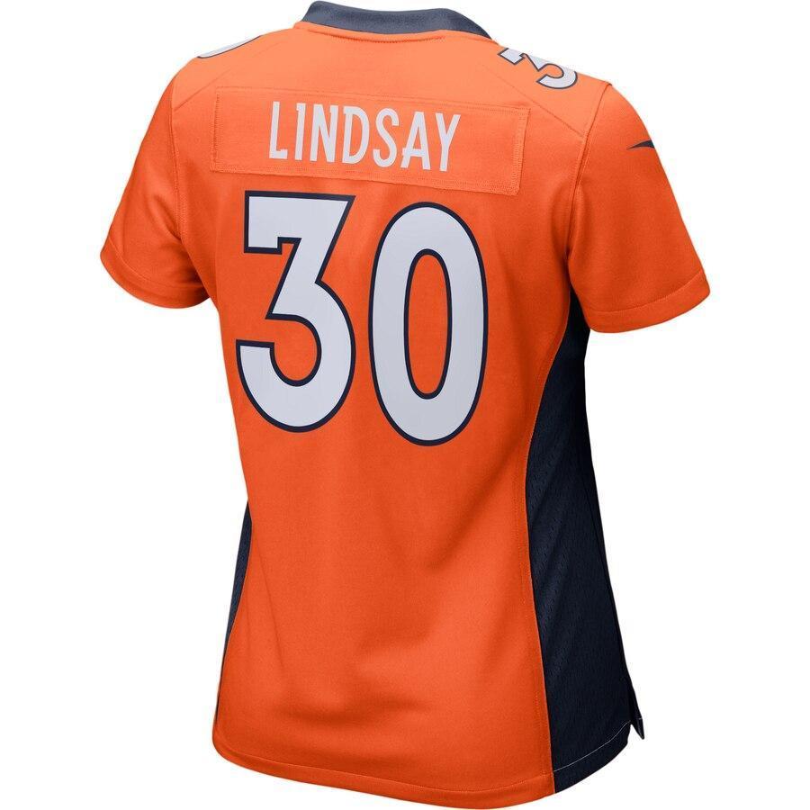 Phillip Lindsay 30 Denver Broncos Women's Orange Player Game Jersey
