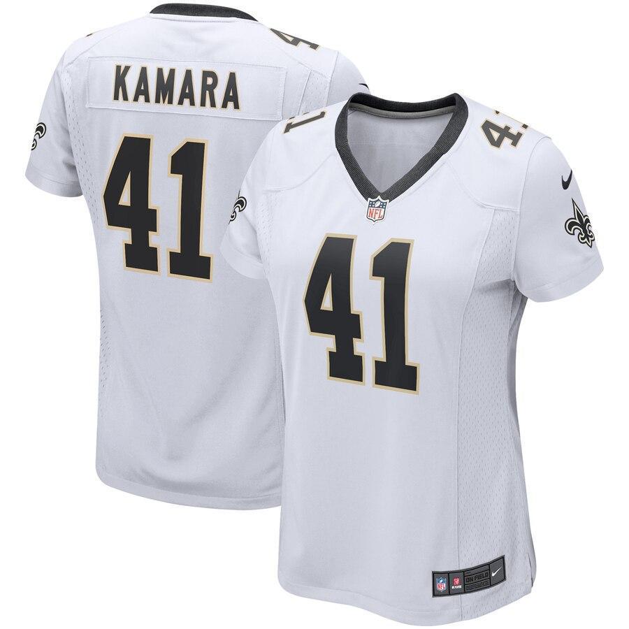 Alvin Kamara 41 New Orleans Saints Women's White Player Game Jersey