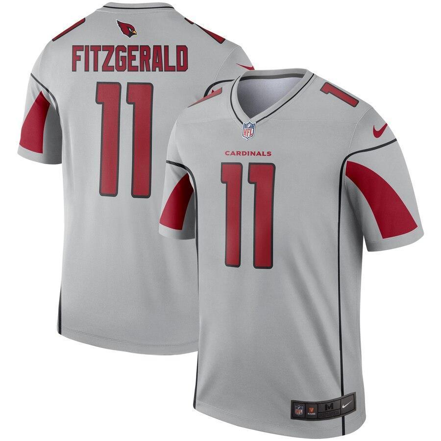 Larry Fitzgerald Arizona Cardinals Nike Silver Inverted Legend Jersey