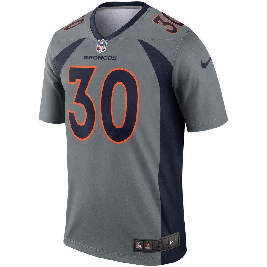 Phillip Lindsay 30 Denver Broncos Gray Inverted Legend Jersey