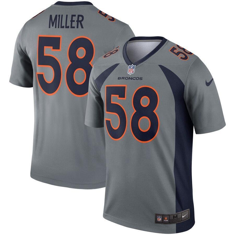 Von Miller 58 Denver Broncos Gray Inverted Legend Jersey