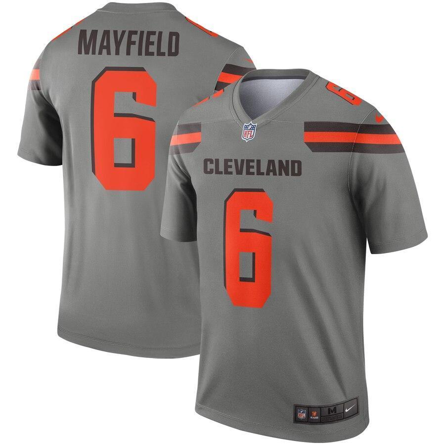 Baker Mayfield 6 Cleveland Browns Nike Gray Inverted Legend Jersey
