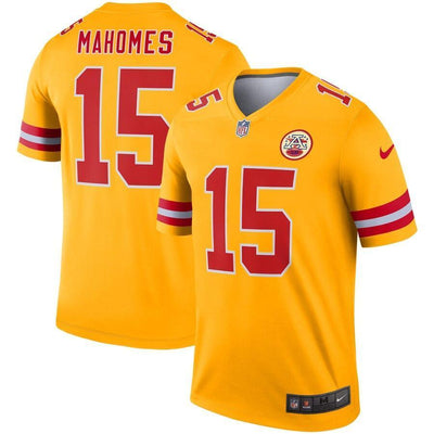 Patrick Mahomes 15 Kansas City Chiefs Nike Gold Inverted Legend Jersey