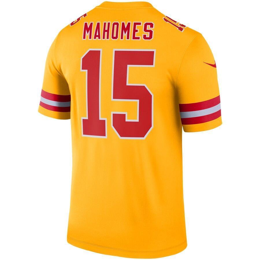 Patrick Mahomes 15 Kansas City Chiefs Nike Gold Inverted Legend Jersey