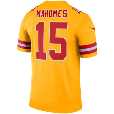 Patrick Mahomes 15 Kansas City Chiefs Nike Gold Inverted Legend Jersey