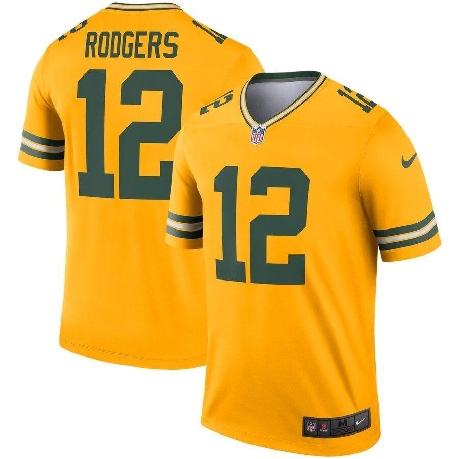 Aaron Rodgers Green Bay Packers Gold Inverted Legend Jersey