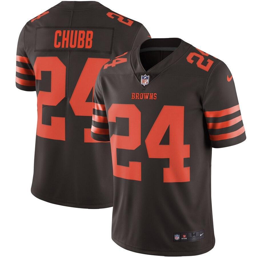 Nick Chubb Cleveland Browns Brown Color Rush Vapor Limited Jersey