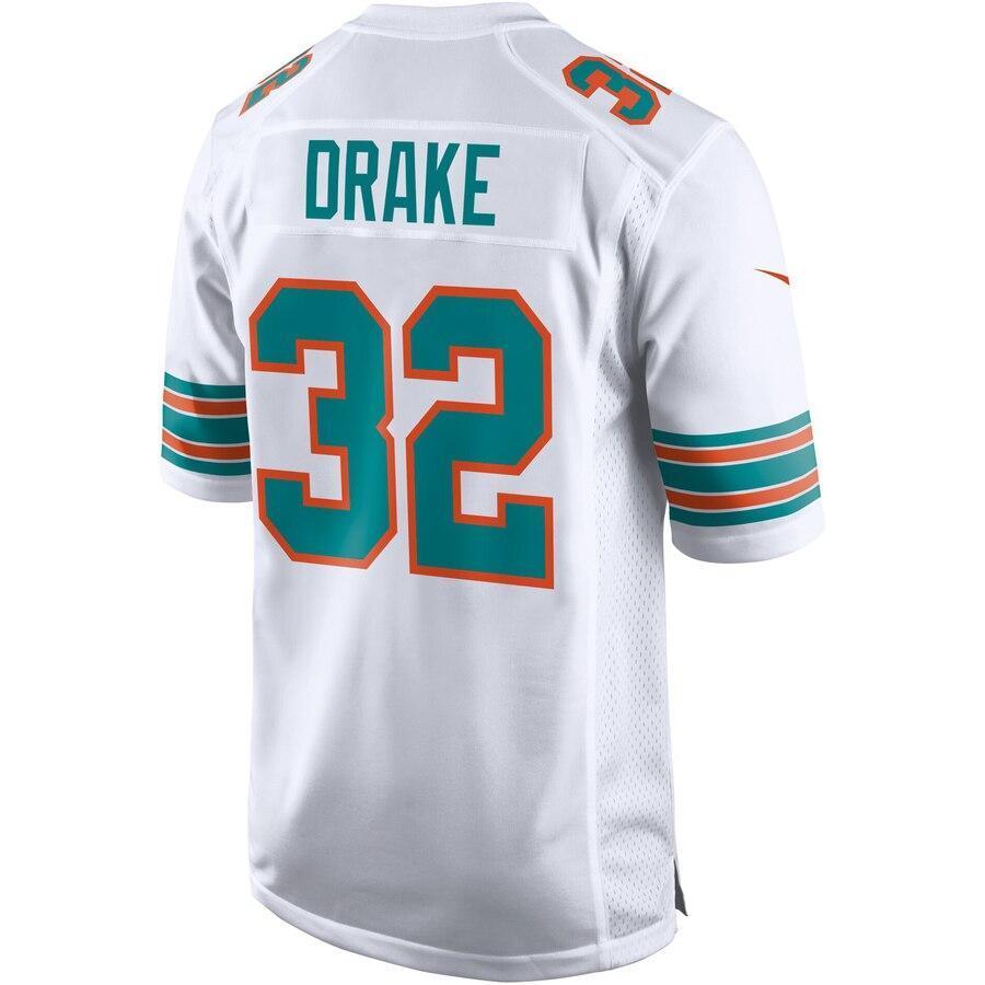 Kenyan Drake 32 Miami Dolphins White Throwback Game Jersey