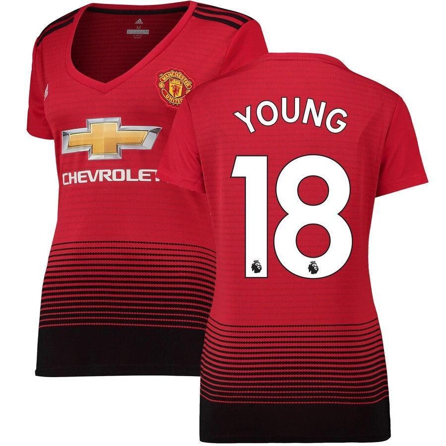Ashley Young Manchester United adidas Women's 18/19 Home Replica Jersey – Red