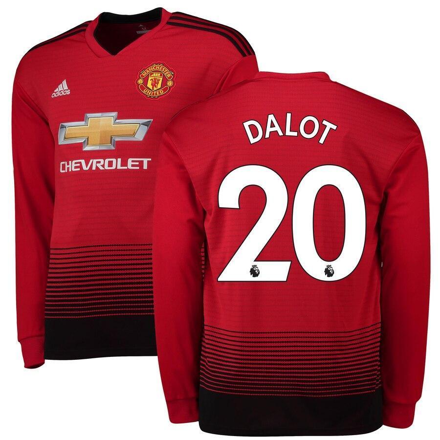 Diogo Dalot Manchester United adidas 18/19 Home Long Sleeve Jersey – Red