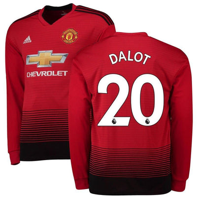 Diogo Dalot Manchester United adidas 18/19 Home Long Sleeve Jersey – Red