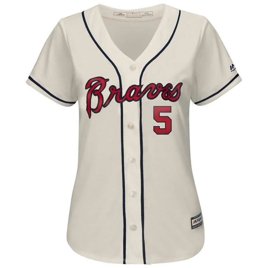 Freddie Freeman 5 Atlanta Braves Women's Alternate Cool Base Player Jersey – Cream