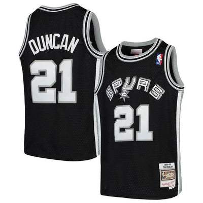 Tim Duncan San Antonio Spurs Youth Swingman Throwback Jersey – Black