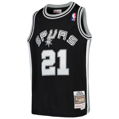 Tim Duncan San Antonio Spurs Youth Swingman Throwback Jersey – Black