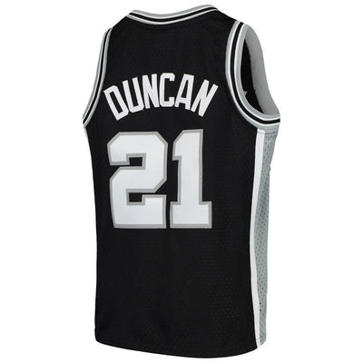 Tim Duncan San Antonio Spurs Youth Swingman Throwback Jersey – Black