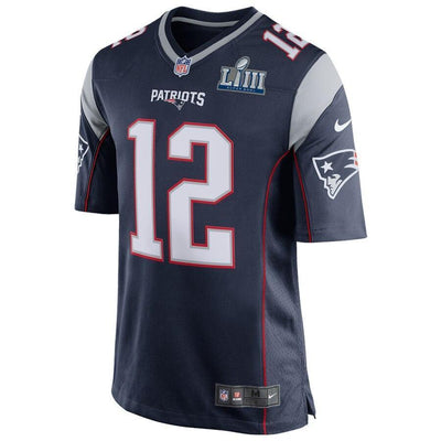 Tom Brady 12 New England Patriots Navy Super Bowl LIII Bound Game Jersey