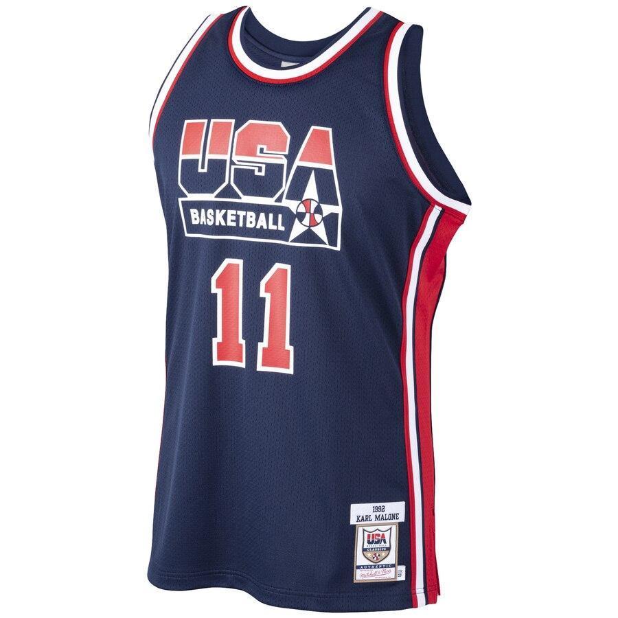 Karl Malone USA Basketball Home 1992 Dream Team Authentic Jersey - Navy