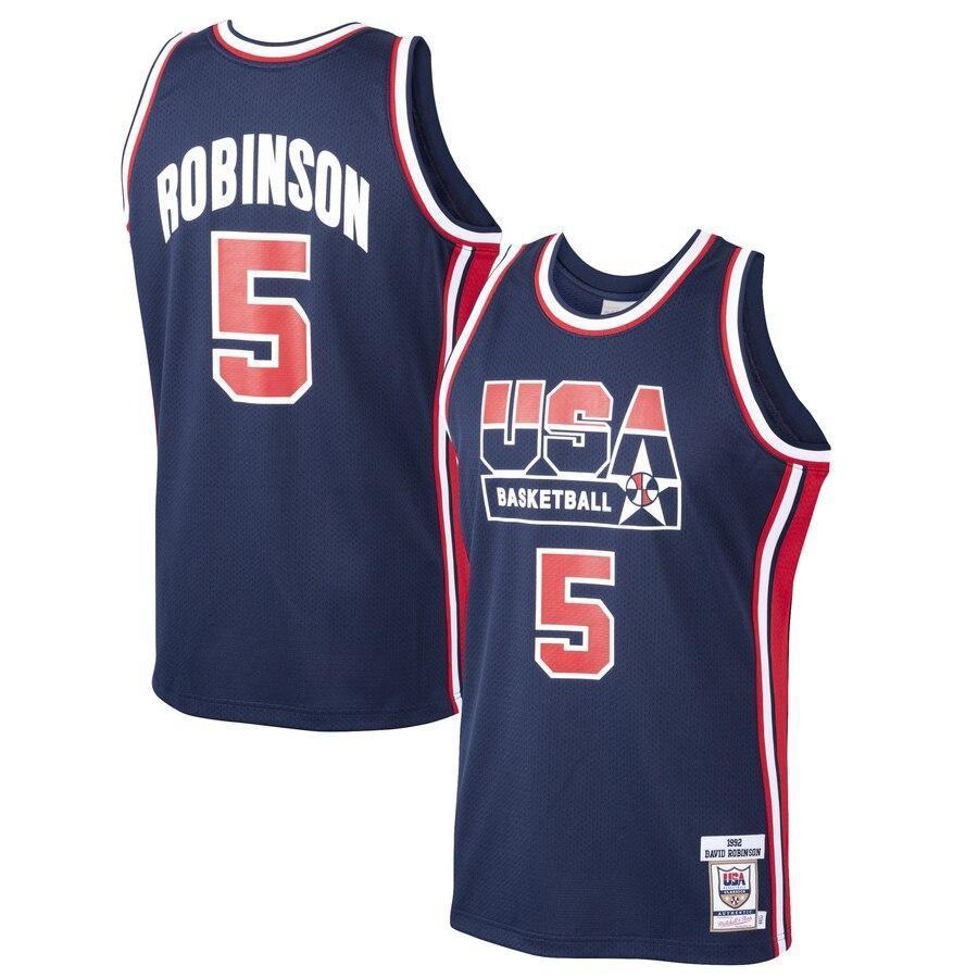 David Robinson USA Ness Home 1992 Dream Team Authentic Jersey - Navy