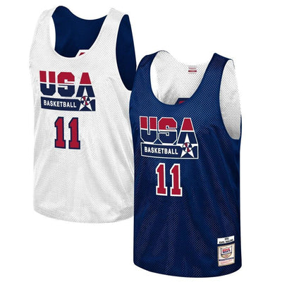 Karl Malone USA Basketball Training 1992 Dream Team Authentic Reversible Practice Jersey - Navy