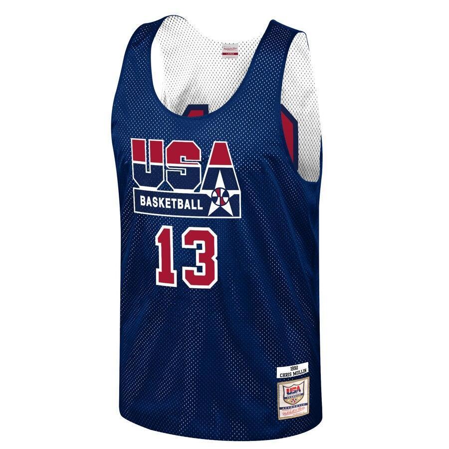 Chris Mullin USA Basketball Training 1992 Dream Team Authentic Reversible Practice Jersey - Navy
