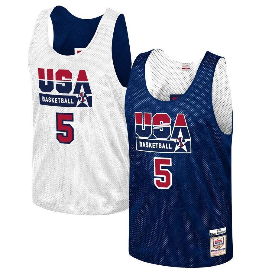 David Robinson USA Basketball Training 1992 Dream Team Authentic Reversible Practice Jersey - Navy
