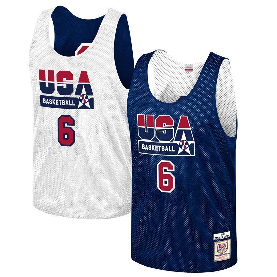 Patrick Ewing USA Basketball Training 1992 Dream Team Authentic Reversible Practice Jersey - Navy