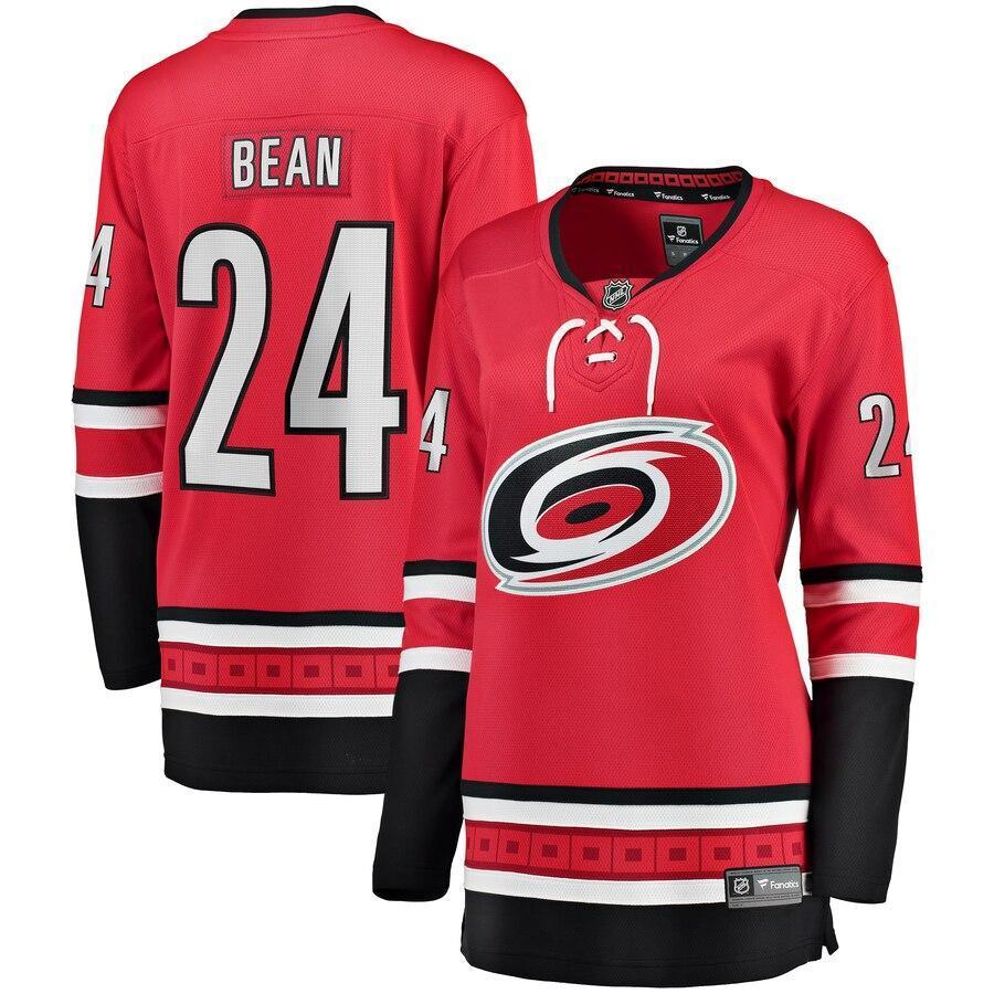 Jake Bean Carolina Hurricanes Branded Women's Home Breakaway Player Jersey – Red