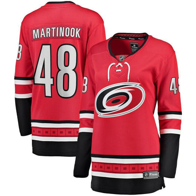 Jordan Martinook Carolina Hurricanes  Branded Women's Home Breakaway Player Jersey – Red